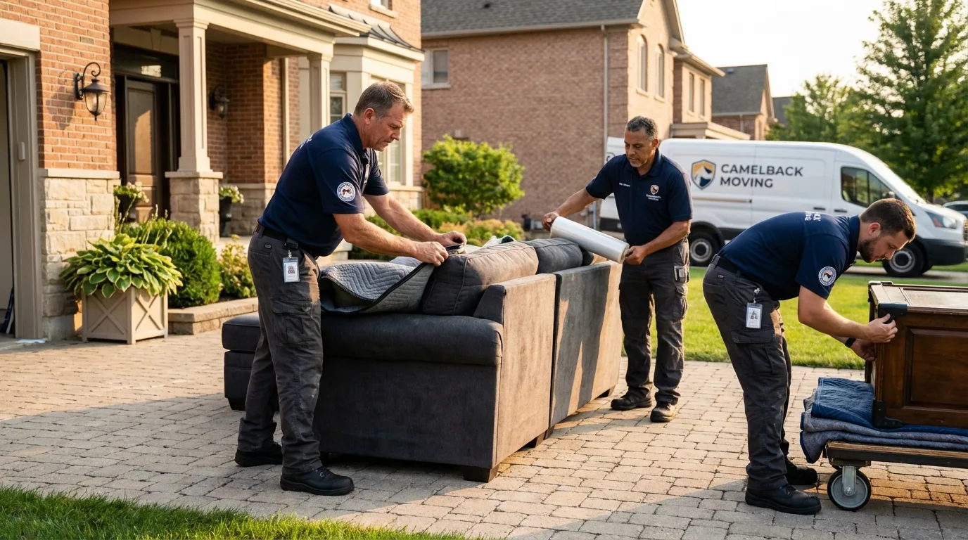 Large estate moving crew wrapping furniture in Universal City, CA